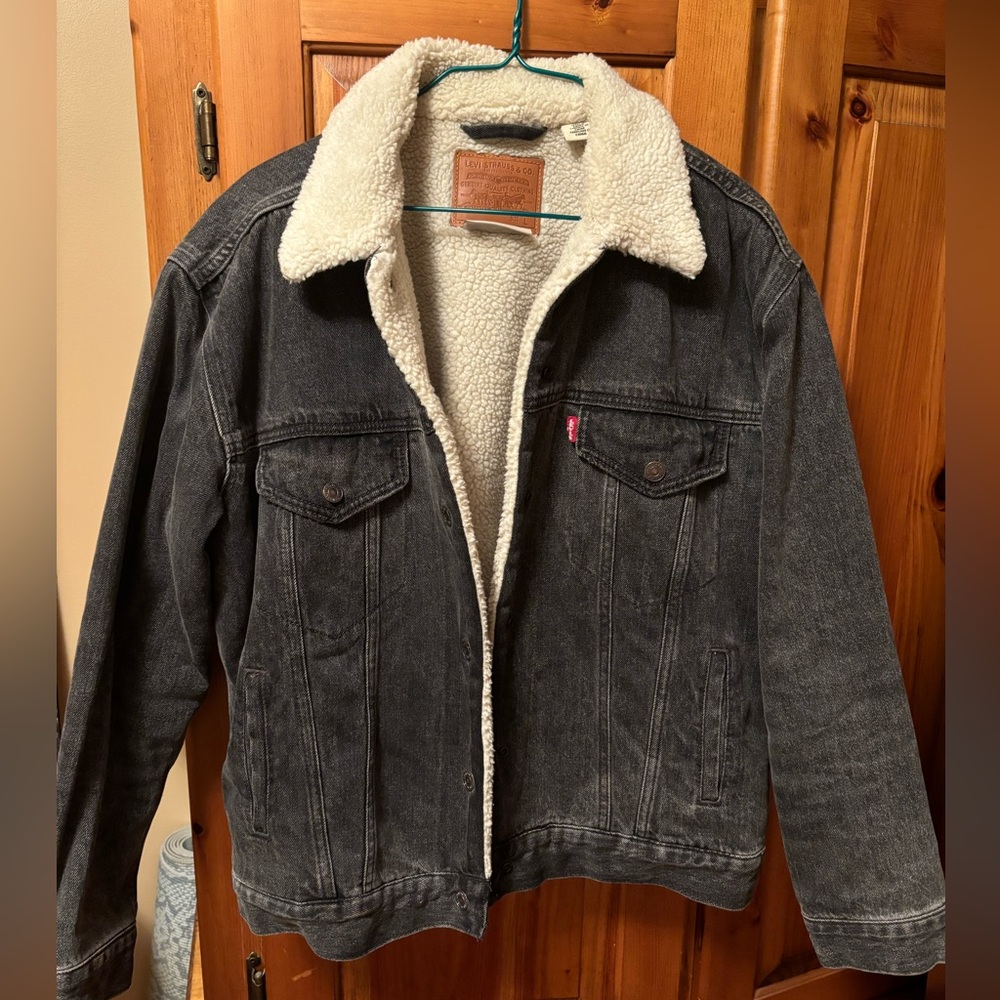 Levi’s Black Denim Sherpa Trucker Jacket